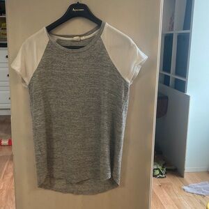 GAP Heather Gray Tee with White Raglan Sleeves
